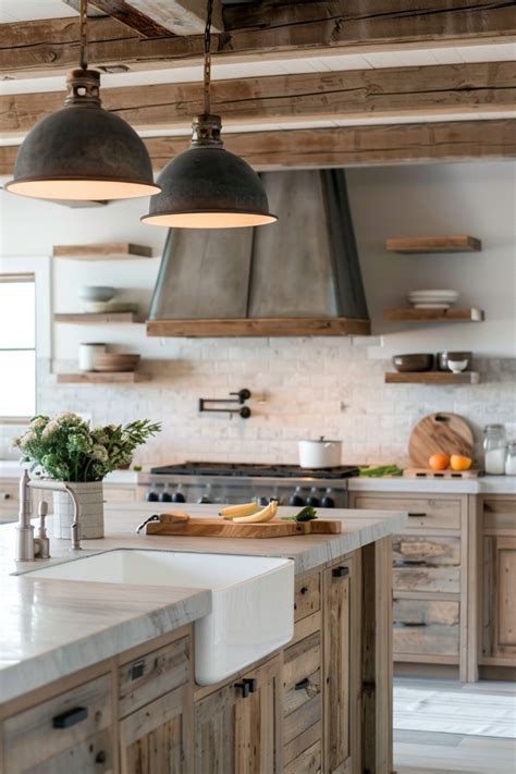 embrace rustic charm   farmhouse kitchen quiet minimal