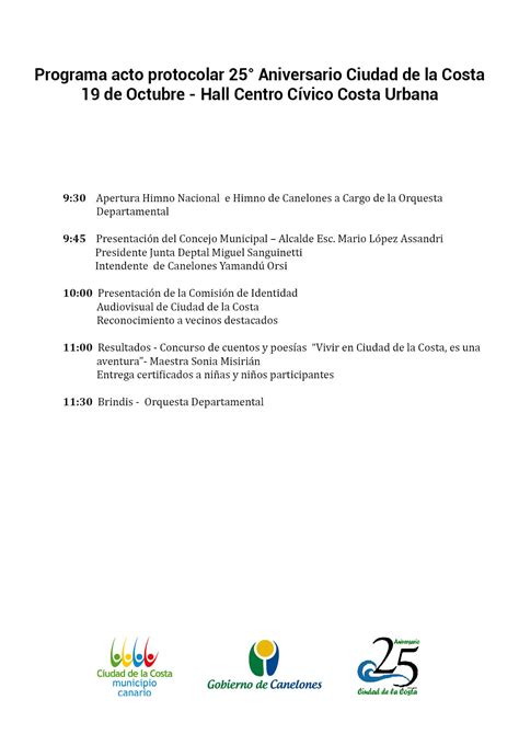 Acto Protocolar Aniversario De Ciudad De La Costa Ciudad De La Costa