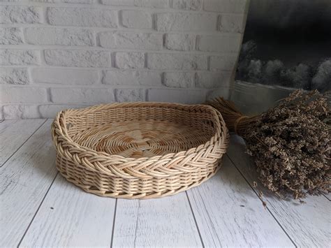 Round Wicker Tray Round Basket Tray Handled Basket Tray - Etsy in 2022 ...