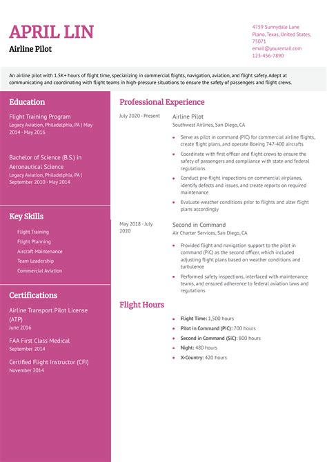 Pilot Resume Examples And Templates For 2024