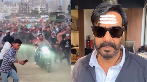 Ajay Devgn S Fans Chase Him For Right Reasons On The Sets Of Bholaa Watch