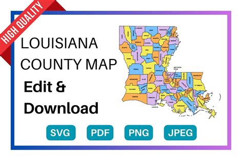 Louisiana County Map Editable Printable State County Maps