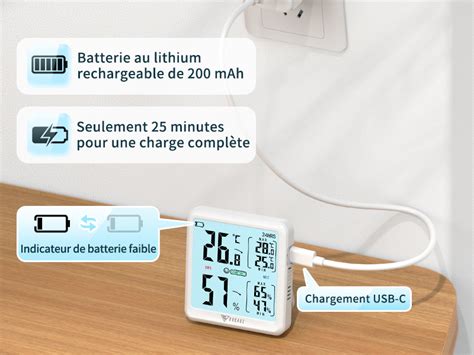 DOQAUS Thermometre Interieur 3s Actualiser Hygromètre Interieur avec