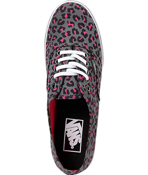 Vans Authentic Lo Pro Grey And Pink Leopard Print Shoes Zumiez