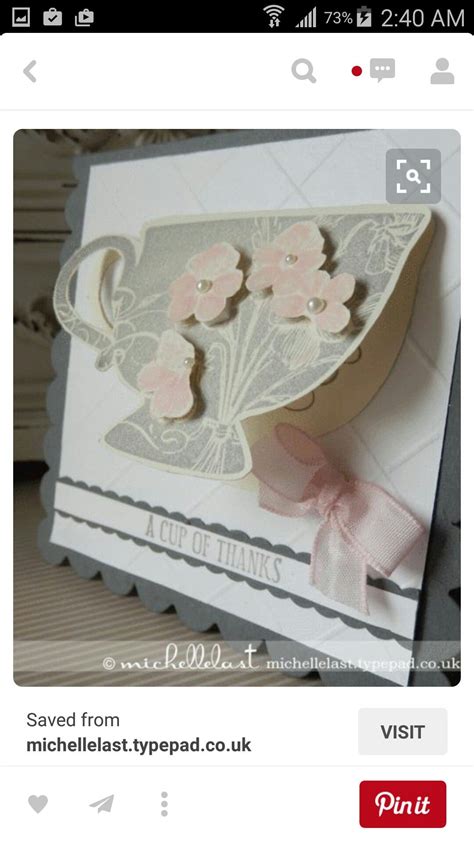 Stampin Up Tea Cup Card Tea Party Invitations Coffee Cards Shaped