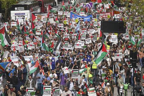 Tens Of Thousands Gather In London To Call For Gaza Ceasefire The