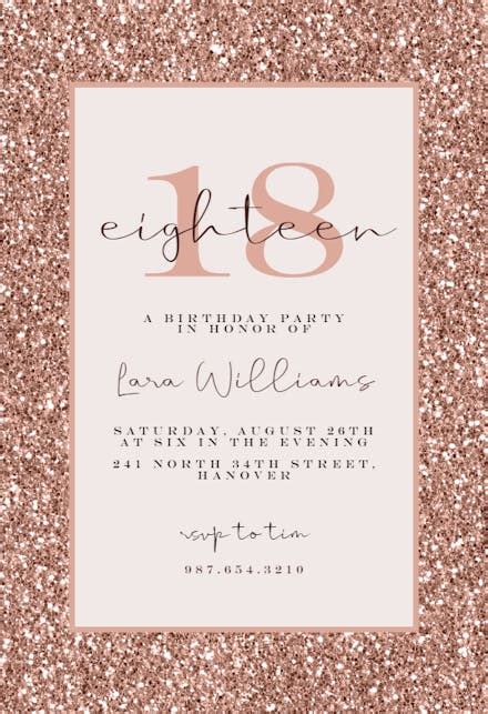 Blush Gold Glitters Birthday Invitation Template Greetings Island