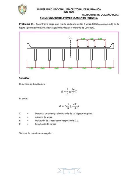 Solucionario De Exámenes Parciales De Puentes Apuntes De Ingenieria Civil Udocz