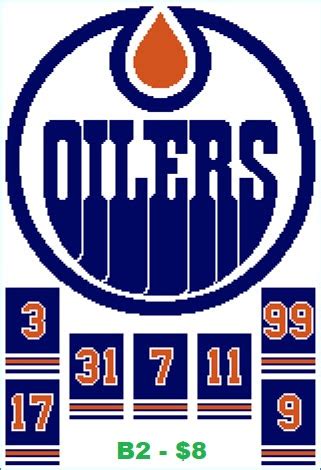 EASY PATTERNS Edmonton Oilers Cross Stitch Pattern