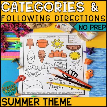 Summer Categories Speech Therapy Activities No Prep Worksheets TPT