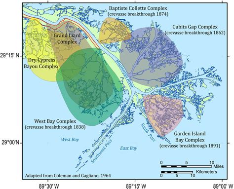 Subdeltas Of Modern Balizebirdsfoot Delta After Coleman And Gagliano