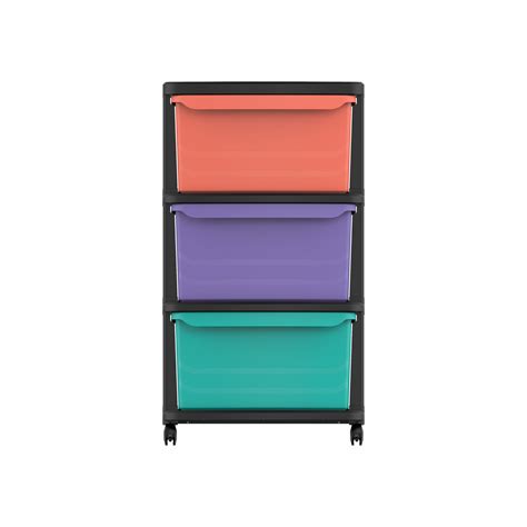 Cosmoplast 3 Tiers Plastic Multipurpose Storage Cabinet with Wheels ...