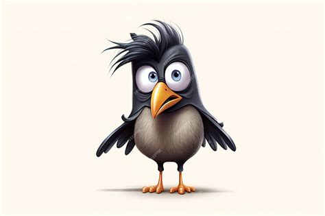Premium Photo Cute Cartoon Crow On A White Background