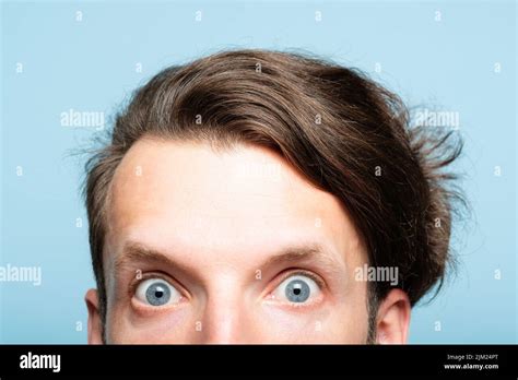 Startled Eccentric Man Head Peek Out Crazy Look Stock Photo Alamy