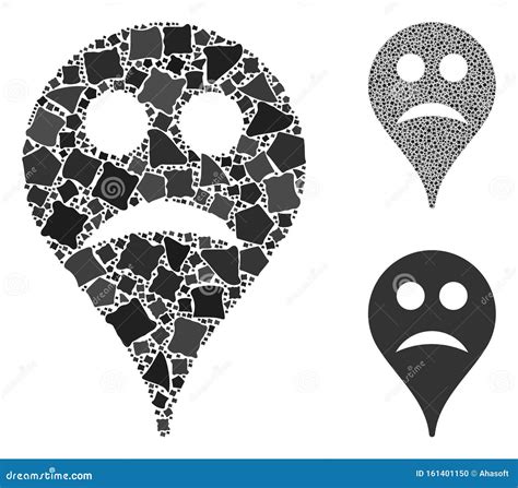 Sad Smiley Map Marker Mosaic Icon Of Trembly Parts Stock Vector