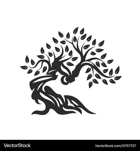 Organic Natural And Healthy Olive Tree Silhouette Vector Image