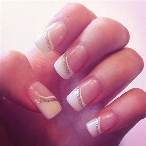 White And Glitter French Nail For Wedding Nailartforweddings French