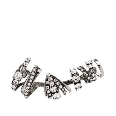 Alexander Mcqueen Jewel Multi Ear Cuff Antique Silver End Cn