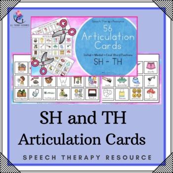 Articulation Cards Sh Th Sounds With Visual Cues Speech Therapy