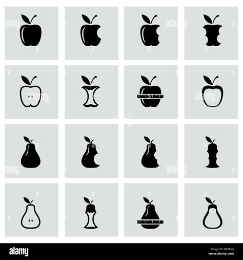 Vector Black Apple And Pear Icon Set Stock Vector Image Art Alamy