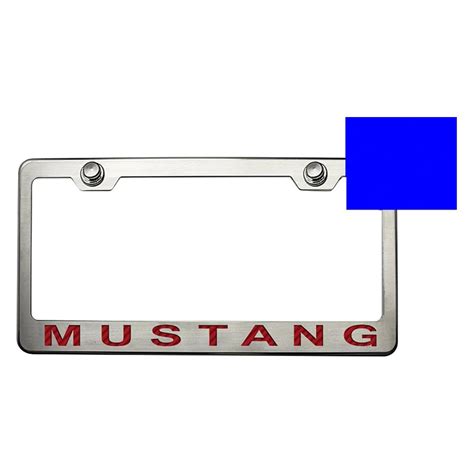 Mr. Mustang® MA24085 - Brushed License Plate Frame with Ford Blue ...