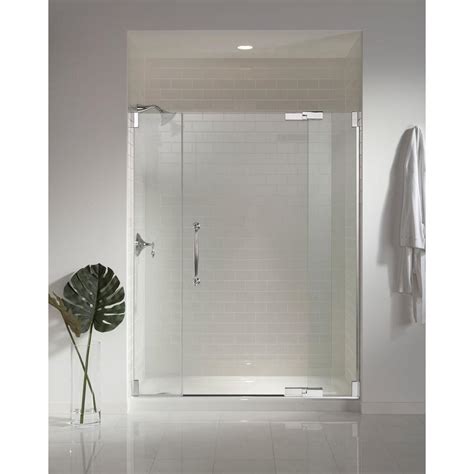 Kohler Finial 57 1 4 In X 72 1 4 In Heavy Semi Frameless Pivot Shower Door In Bright Polished