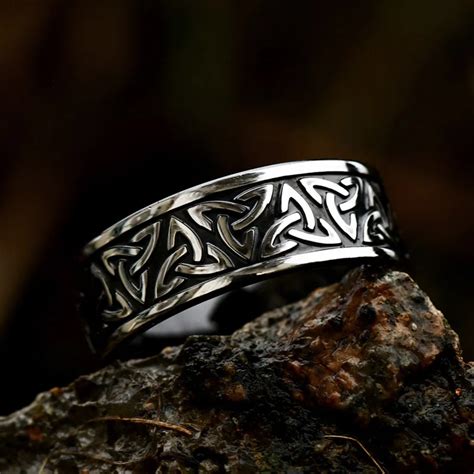 Anillo de nudo celta vikingo nórdico de Odín de acero inoxidable 316L