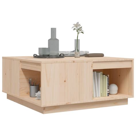 FHE Table Basse 80x81x36 5 Cm Bois Massif De Pin YOSOO DX4737