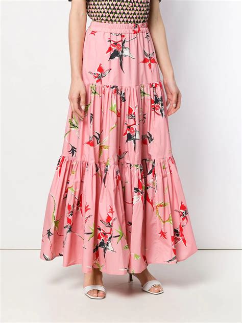 La Doublej Falda Larga Estampada Farfetch Floral Print Maxi Skirt