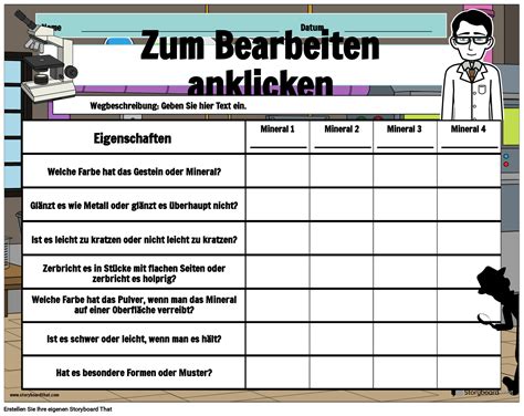 Arbeitsblatt Mineralien Und Eigenschaften Mit Laborstandort