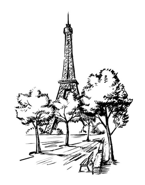 Dibujo A Mano De La Torre Eiffel Boceto De Par S Vector Premium