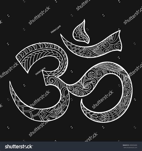 Hand Drawn Ohm Symbol Indian Diwali Spiritual Sign Om With High