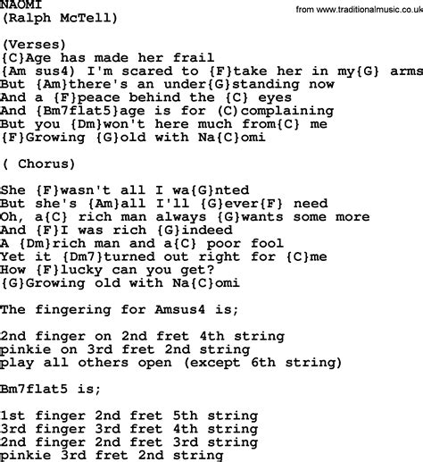 Naomi By Ralph Mctell Lyrics And Chords