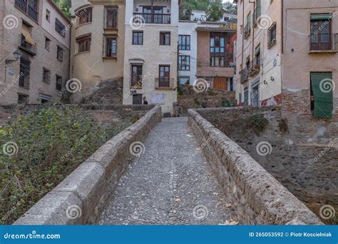 Granada Empty Narrow Streets Around Carrera Del Darro Narrow Cobbled