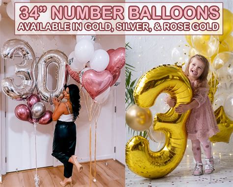 Giant Number Balloons Inch To Birthday Anniversary Milestone Nye