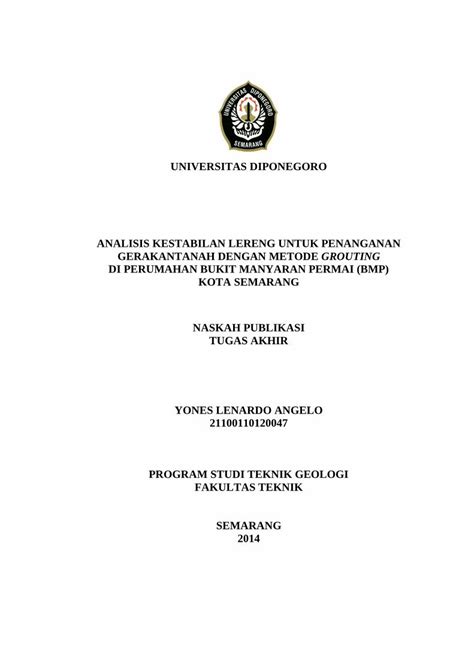 Pdf Universitas Diponegoro Analisis Kestabilan Lereng Dokumen Tips