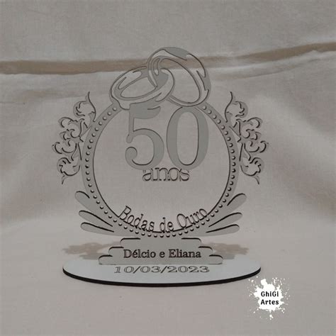 Topo De Bolo MDF Bodas De Ouro 50 Anos Shopee Brasil