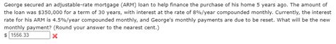 Solved George Secured An Adjustable Rate Mortgage ARM Loan Chegg