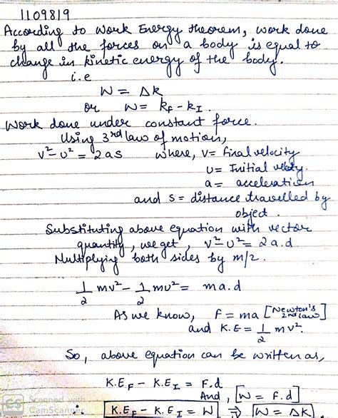 Define And Derive Work Energy Theorem For Constant Forces