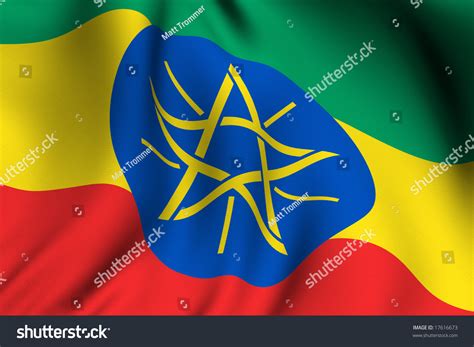 Rendering Of A Waving Flag Of Ethiopia With Accurate Colors And Design ...