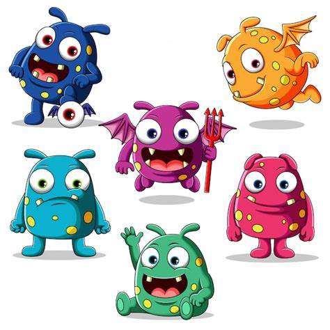 Premium Vector Set Of Cute Monsters Character Illustration