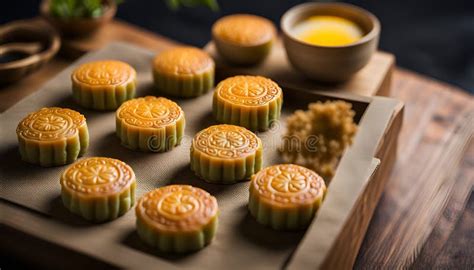 Homemade Mung Bean Pork Mooncake Stock Illustration - Illustration of ...