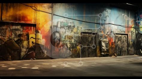 Dark and Gritty Alleyway with Graffiti stock photo | Creative Fabrica