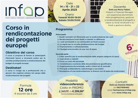 Corso Rendicontazione Progetti Europei Online INFAP Formazione