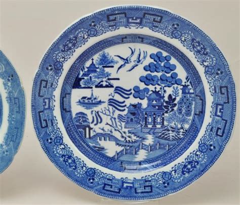 Two 19th Century Antique Blue Willow Transferware Plates Buchanan St