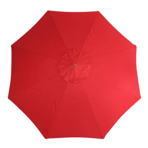 Lb International 9ft Outdoor Patio Market Umbrella Red And Cherry Wood