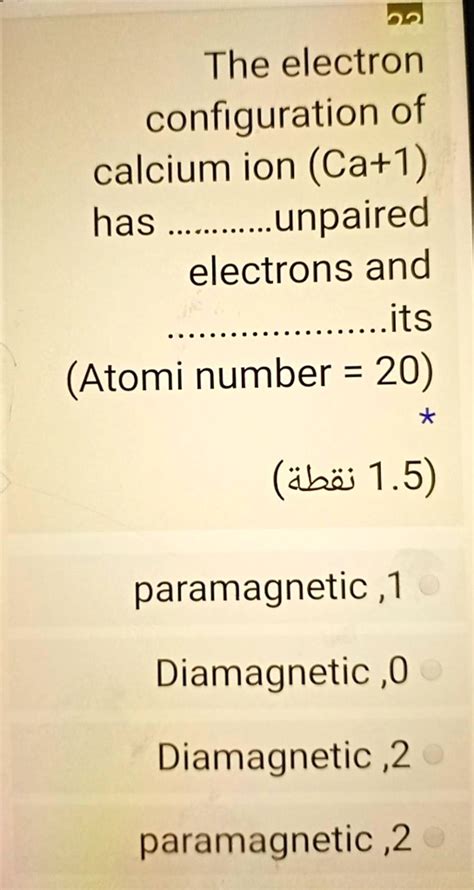 SOLVED: The electron configuration of the calcium ion (Ca+1) has ...