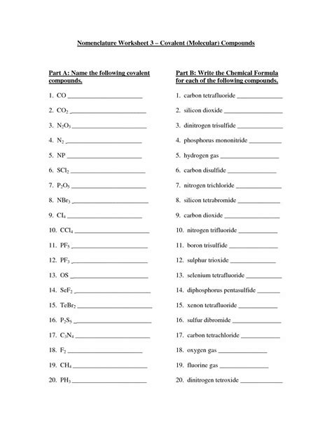 Naming Ionic And Covalent Bonds Practice