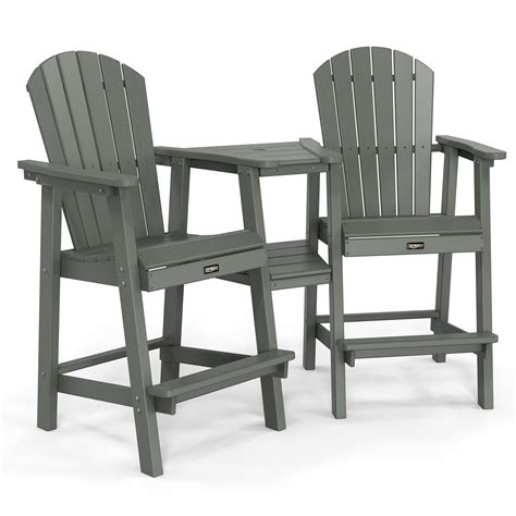 Ubesgoo Set Of 2 Tall Adirondack Bar Stools Hdpe Deck Chairs With