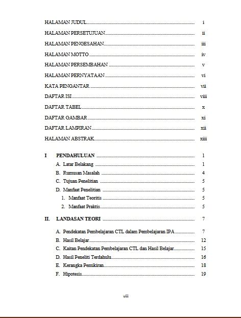 Contoh Tata Cara Penulisan Skripsi Yang Benar